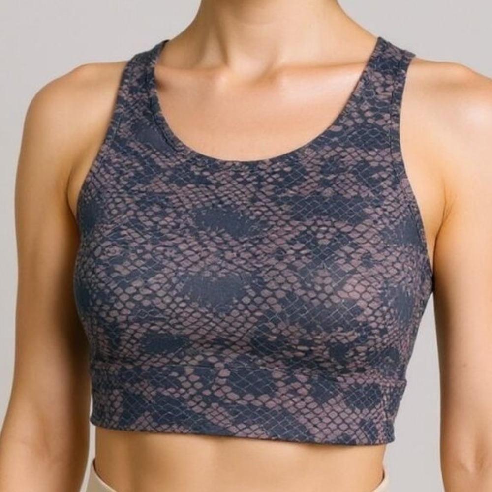 Savvi Fit Snakeskin Print Sports Bra Women 3XL Purple Black Racerback Activewear